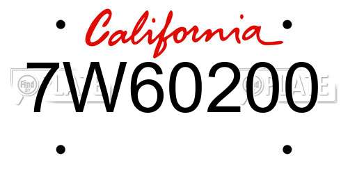 7W60200 California License Plate
