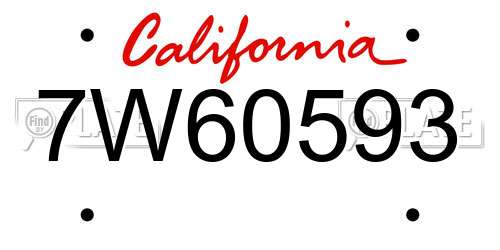 7W60593 California License Plate