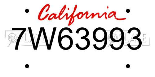 7W63993 California License Plate