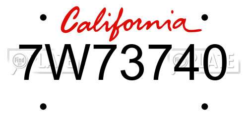 7W73740 California License Plate