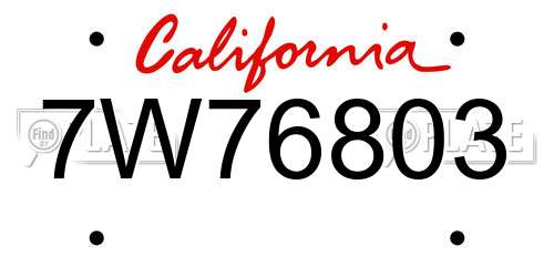 7W76803 California License Plate
