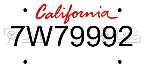 7W79992 California License Plate