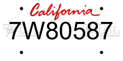 7W80587 California License Plate