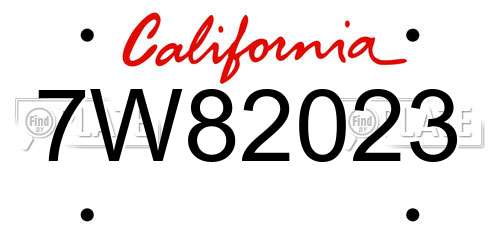 7W82023 California License Plate