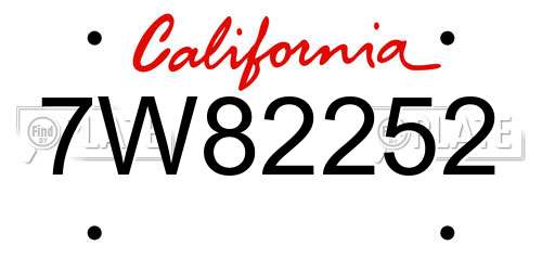 7W82252 California License Plate
