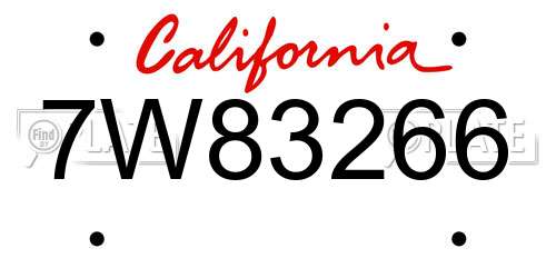 7W83266 California License Plate