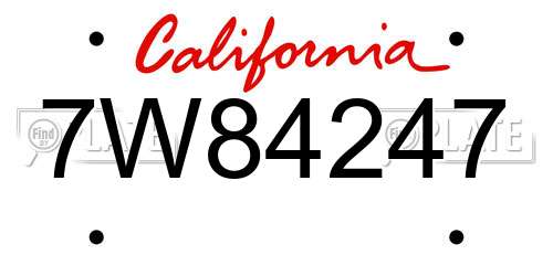 7W84247 California License Plate
