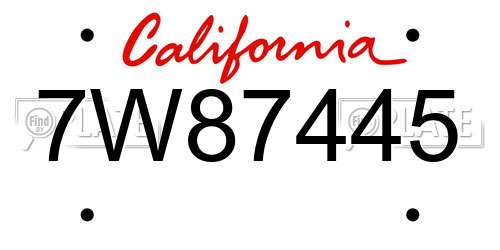 7W87445 California License Plate