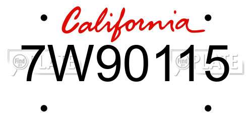 7W90115 California License Plate