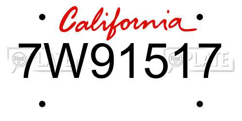 7W91517 California License Plate