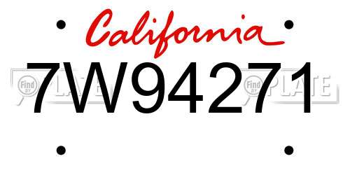7W94271 California License Plate