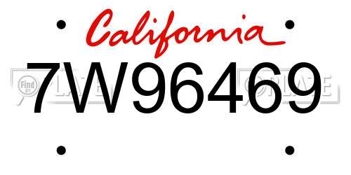 7W96469 California License Plate