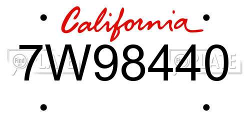 7W98440 California License Plate