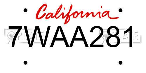 7WAA281 California License Plate