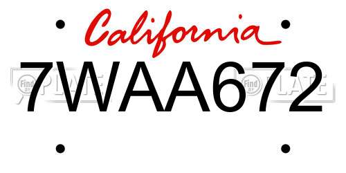 7WAA672 California License Plate