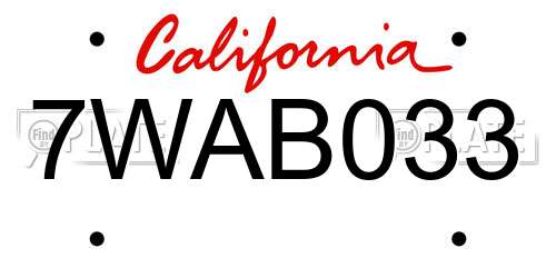 7WAB033 California License Plate