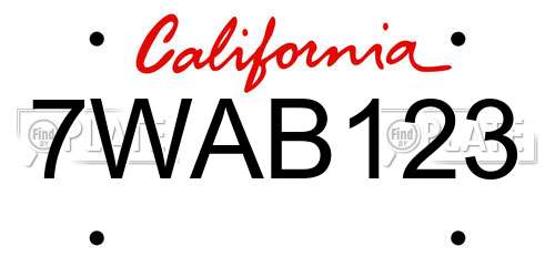 7WAB123 California License Plate