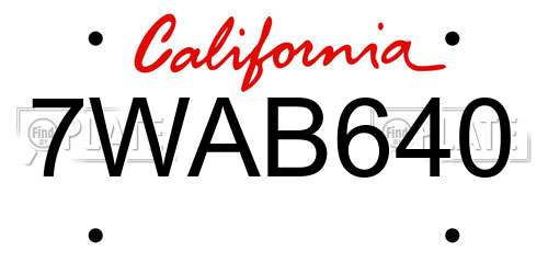 7WAB640 California License Plate