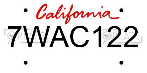 7WAC122 California License Plate