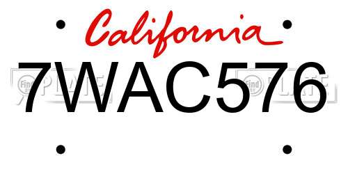 7WAC576 California License Plate