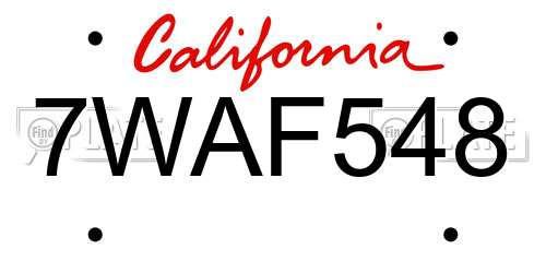 7WAF548 California License Plate
