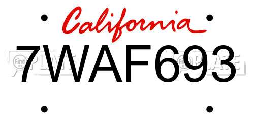 7WAF693 California License Plate
