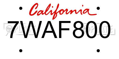 7WAF800 California License Plate