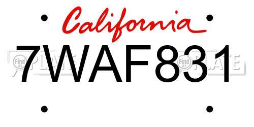 7WAF831 California License Plate