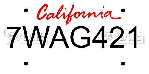 7WAG421 California License Plate