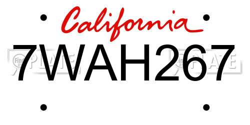 7WAH267 California License Plate
