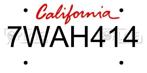 7WAH414 California License Plate