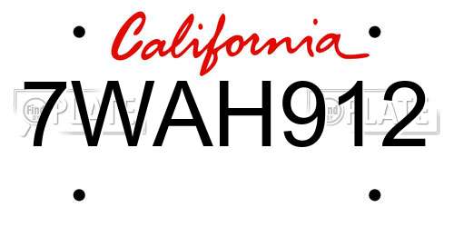 7WAH912 California License Plate