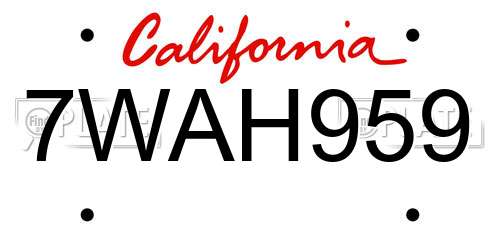 7WAH959 California License Plate