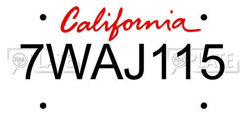7WAJ115 California License Plate