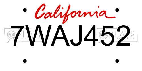7WAJ452 California License Plate
