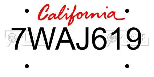 7WAJ619 California License Plate