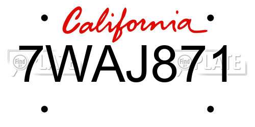 7WAJ871 California License Plate