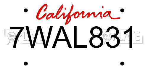 7WAL831 California License Plate