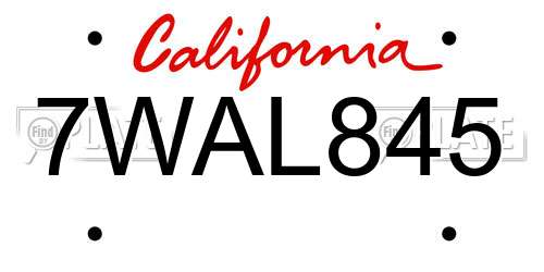 7WAL845 California License Plate