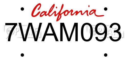 7WAM093 California License Plate