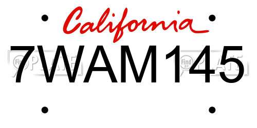 7WAM145 California License Plate
