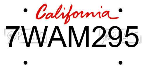 7WAM295 California License Plate