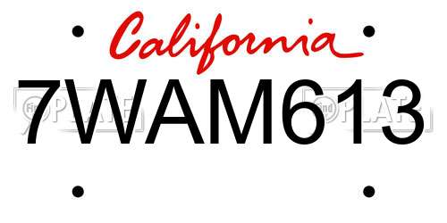 7WAM613 California License Plate