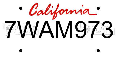 7WAM973 California License Plate