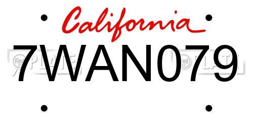 7WAN079 California License Plate