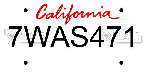 7WAS471 California License Plate