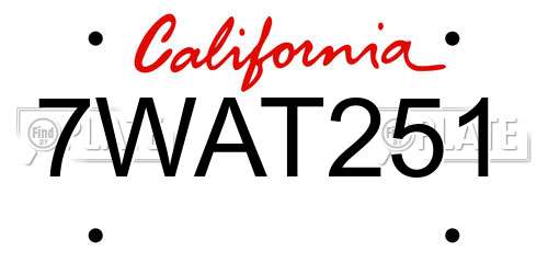 7WAT251 California License Plate