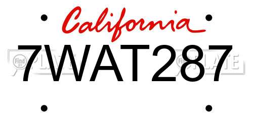7WAT287 California License Plate