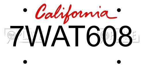 7WAT608 California License Plate