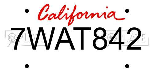 7WAT842 California License Plate